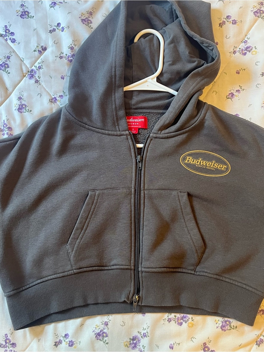 Budweiser Zip-up Cotton Cropped Hoodie